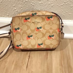 Coach Mini Camera Bag With Strawberry Print